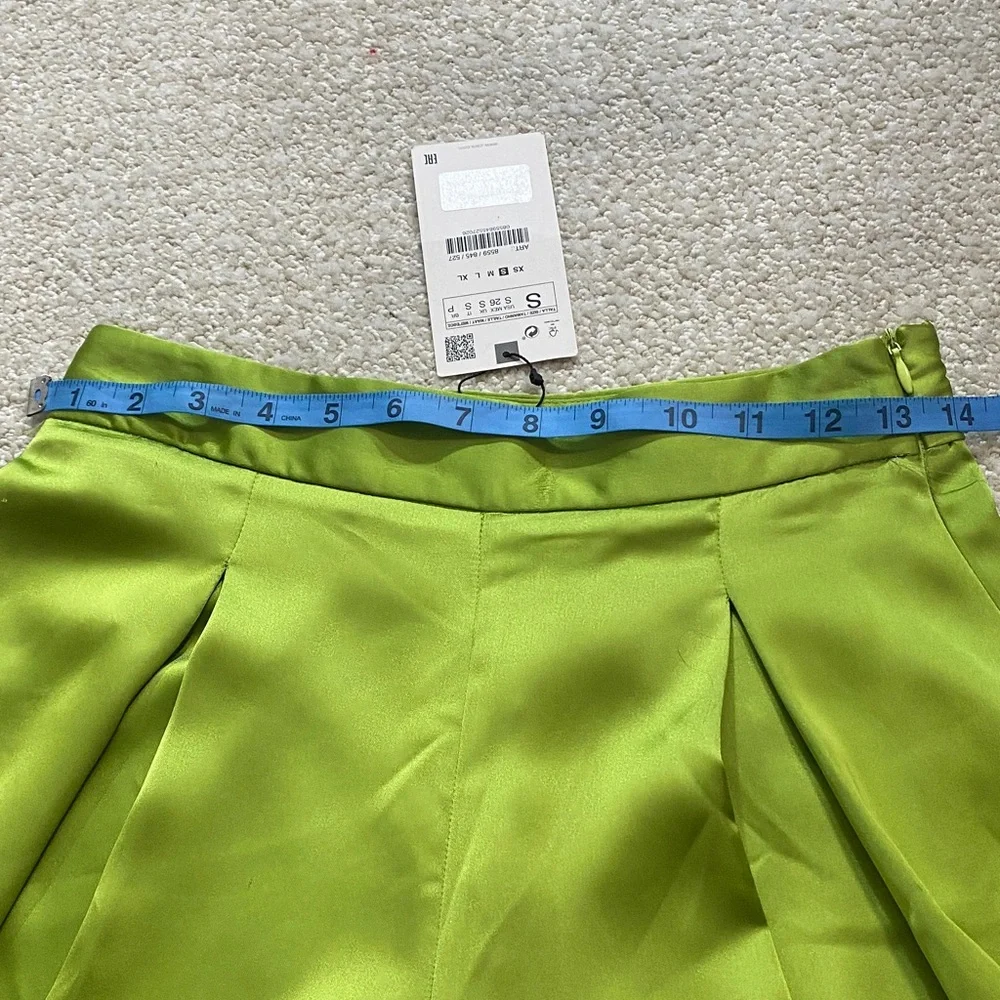 Zara Olive Green Wide-Leg Pleated Trousers Size S - Picture 14 of 16